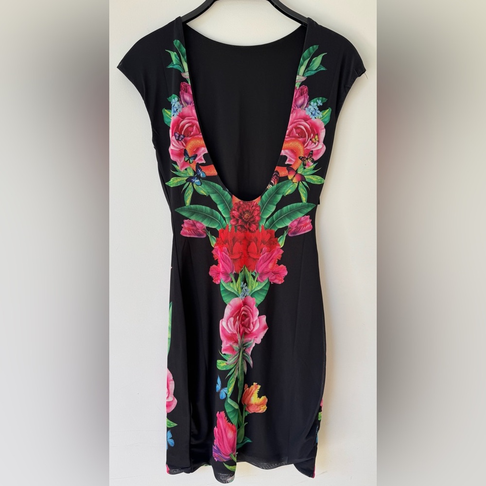 AFRM Black Mini Dress with Vibrant Floral Design - Picture 3 of 5